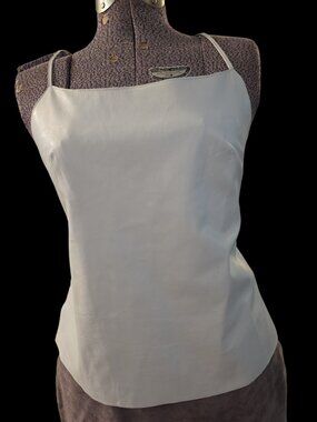Vintage 1990's-Y2k Parallel White Lambskin Lace-Up Reverse Tank Top Sexy NOS